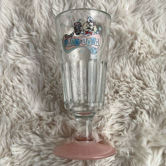 Vintage 1994 Looney Tunes TASMANIAN DEVIL Milkshake Soda Fountain Glass - Picture 1 of 5